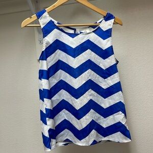 Blue and white open back top